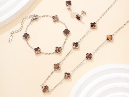 Set Collar, Pulsera y aretes alhambras Café