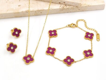 Set Collar, pulsera y aretes Alhambra morada