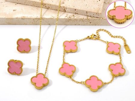 Set Collar, pulsera y aretes Alhambra rosada