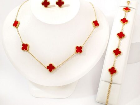 Set Collar y pulsera 5 alhambras rojas