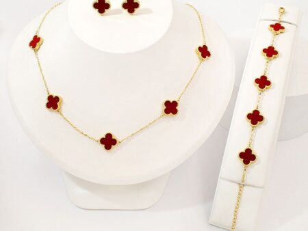 Set Collar y pulsera 5 alhambras vino tinto