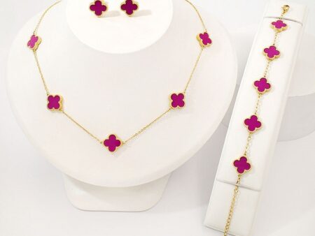 Set Collar y pulsera 5 alhambras fucsia