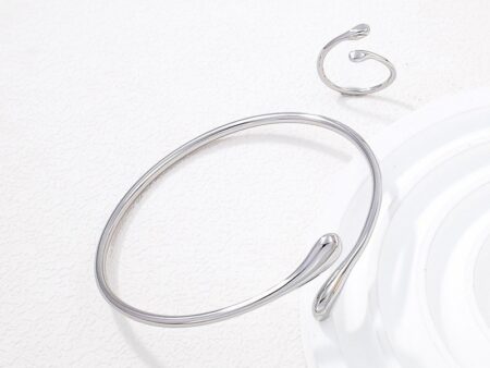 Set plateado Brazalete y anillo abierto T.6