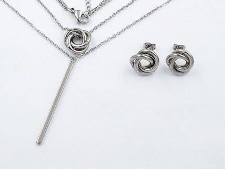 Set plateado Collar doble 3 aros