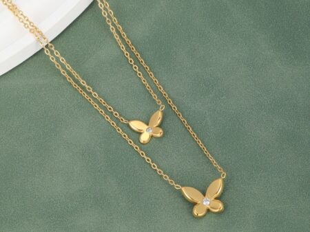 Set Collar doble y aretes bellas mariposas