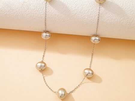 Set plateado perlas grises