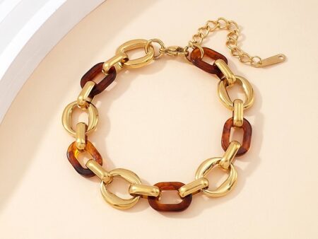 Pulsera eslabones 1.2cm dorados y café