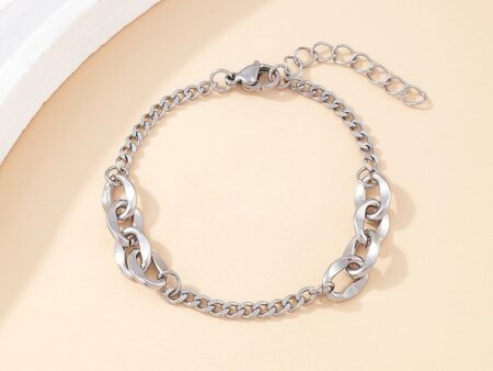 Pulsera plateada combinación eslabones