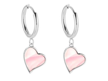 Argollitas plateadas charm corazón rosa