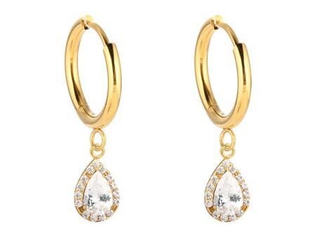 Argollitas doradas charm gota pedrería