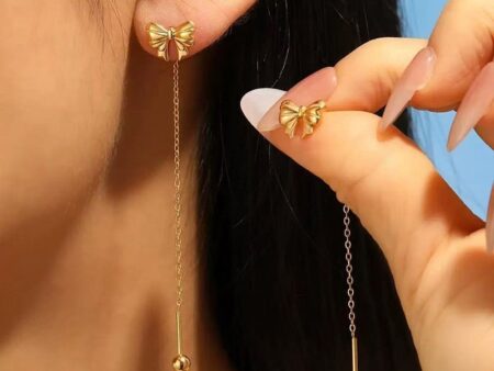 Aretes moñita y colgante 8cm