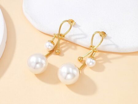 Aretes dorados 5.7cm perlitas