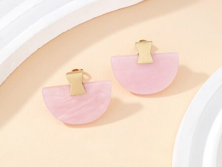 Aretes dorados 2cm abanico Rosa