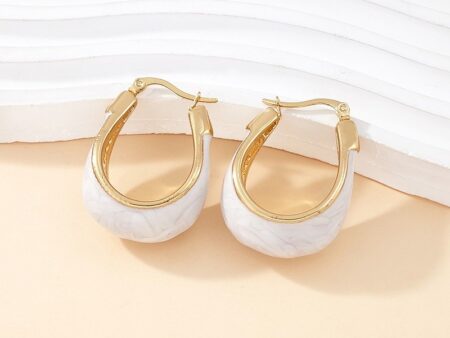 Argollas 3.3cm doradas esmaltado blanco