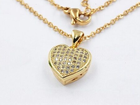 Collar dorado Dije Corazón con pedrería