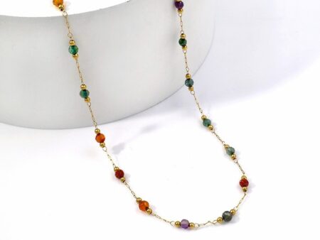 Collar dorado 45cm cristales colores