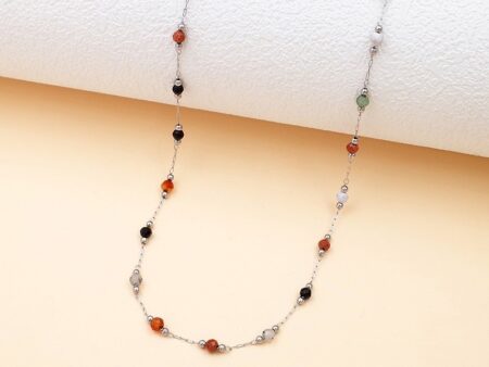 Collar plateado 45cm cristales colores