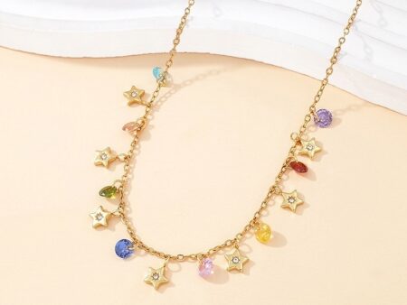 Collar dorado charms estrellas y cristales