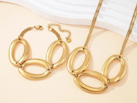 Set dorado collar y pulsera eslabón ovalado