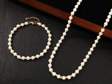 Set dorado collar y pulsera perlas 5mm